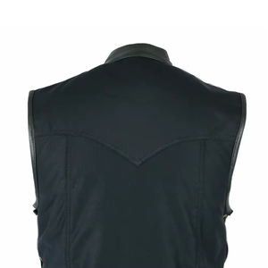 Gilet personnalisé pour homme en toile 100% polyester imperméable, réversible, respirant, décontracté, avec boutons et fermeture éclair, pour club de motards - Product Image 4