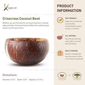 KV NATURAL HOME Hot Selling Crisscross Pattern Eco-Friendly Vintage Bohemian <b>Coconut</b> <b>Shell</b> Customized 10 13cm Bowls Serving - Product Image 5