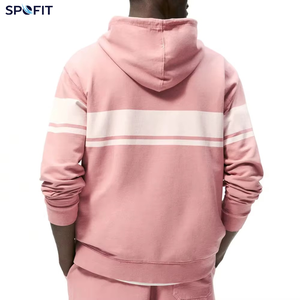 เสื้อฮู้ดลายทางสีชมพู ทรงปกติ สวมใส่สบาย มีกระเป๋า ผ้าฝ้ายเฟรนช์เทอร์รี่ ระบายอากาศได้ดี เหมาะสำหรับใส่ในฤดูใบไม้ร่วง - Product Image 2