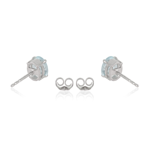 Simple Design 100% Genuine Aquamarine March Birthstone 925 <b>Sterling</b> <b>Silver</b> Handmade <b>Stud</b> Earrings For Women - Product Image 6