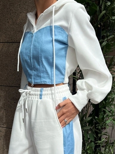 Conjunto Deportivo para Mujer con Bloques de Color, Manga Larga, Capucha, Corte Holgado, Bolsillos Laterales, Cierre con Cordón, Ropa Casual de Primavera - Product Image 4