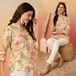 Nueva Colección de Túnicas Casuales de Rayón con Estampado Digital para Uso Diario y de Verano, Túnicas y Blusas Elegantes para Mujer - Product Image 4