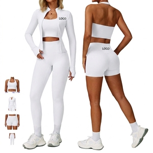 Conjunto Deportivo de Secado Rápido con Cierre, Leggings Casuales para Mujer y Sujetador Deportivo, Conjunto de Yoga de Tres Piezas para Ciclismo, Running y Deportes al Aire Libre - Product Image 6