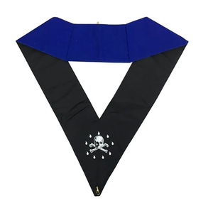 Collier de Grand Officier Maçonnique Rose et Bleu avec Broderie Dorée de Haute Qualité, Fait sur Mesure - Product Image 3