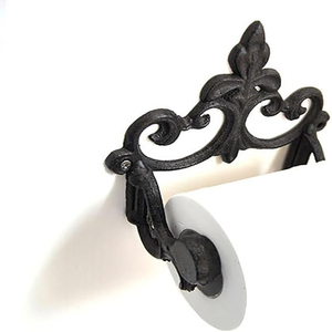 Vintage Cast Iron Toilet <b>Paper</b> Holder Cast Iron Towel Rack with Wooden Rod Wall Mounted <b>Tissue</b> Holder for Bathroom and Kitchen - Product Image 2