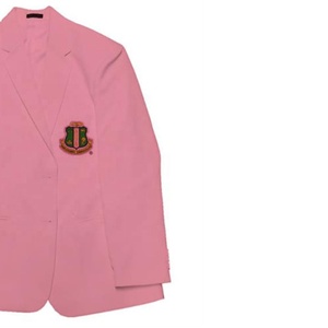 Pink Women's Blazer With Embroidered Crest Notched Blazer Women Elegant Fashion <b>Jacket</b> with Embroidered Detail Formal Apparel - Product Image 5