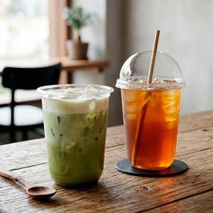 Transparent PP Disposable <b>Cup</b> 95mm Round Single Wall Beverage <b>Cup</b> with Lid for Coffee Tea Juice - Product Image 1