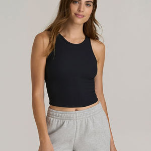 Camiseta sin mangas básica tipo racerback, cuello redondo, lisa, para mujer - Product Image 1