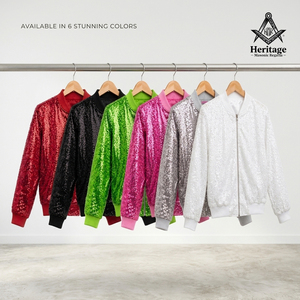 Heritage Masonic Regalia Women Luxury White <b>Sequin</b> Varsity <b>Jacket</b> Embroidered Bomber <b>Jacket</b> Zip Up Streetwear Greek Apparel - Product Image 5