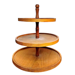 Support à gâteau en bois exclusif à 3 niveaux, présentoir à desserts et cupcakes, plateau de service à étages pour décoration de centre de table de mariage et de fête - Product Image 1