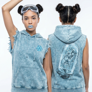 Sweat-shirt de luxe gris délavé à l'acide pour femme avec fermeture éclair, motif graphique Constellation étoilée en strass et imprimé silhouette humaine scintillante au dos - Product Image 6