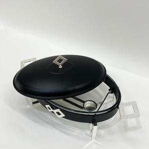 Luxury Arabic Oval Chafing Dish Matte Black Silver Diamond Motif Handle Ramadan <b>Buffet</b> <b>Server</b> Single Unit - Product Image 1