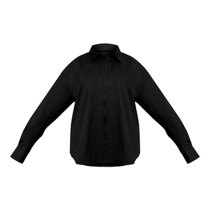 Premium <b>Women's</b> Classic <b>Black</b> Long Sleeve Button Down <b>Shirt</b> Regular Fit Turn-down Collar Poplin Cotton Solid Color All Seasons T - Product Image 1