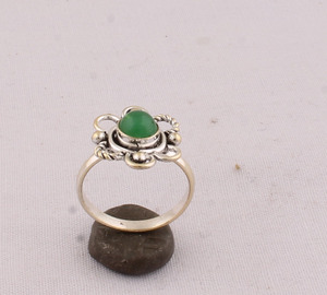 Natural Green <b>Jade</b> <b>Ring</b> 925 Sterling Silver Vintage Style Genuine Green Gemstone <b>Ring</b> for Women Handcrafted Boho Fine Jewelry - Product Image 4