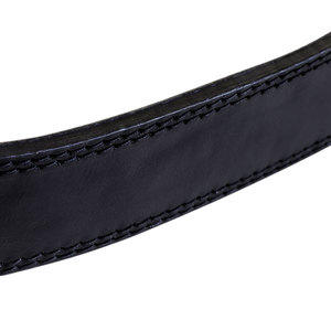 Ceinture de musculation en cuir véritable noir avec boucle à ardillon argentée, durable, moulée en une seule pièce, style décontracté - Product Image 3