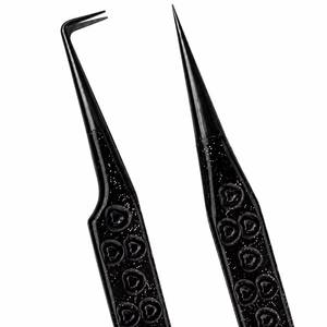 Pince à épiler pour cils Black Heart Tip, précision, acier inoxydable, pointe lisse pour extension de cils - Product Image 2