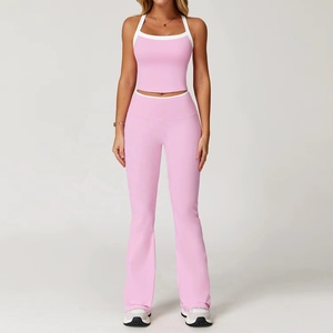 Yoga <b>Set</b> - Color-Contrasting Crossed Back Tight Yoga Clothes for Women - Running Fitness and Sports <b>Set</b> - Product Image 2
