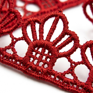 15mm <b>Red</b> Geometric Guipure Eco-Friendly Luxury GPO Lace Trim Customizable Wholesale 20 Meter Packing Kurti Borders Dupatta - Product Image 4