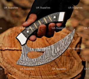 Couteau de chef ambidextre en acier Damas forgé à la main, finition satinée, manche en Micarta, design moderne, couteau multifonction de UA Supplies - Product Image 3
