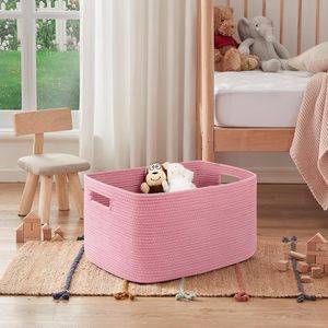 75L Eco-Friendly Modern <b>Woven</b> Cotton Rope Storage <b>Basket</b> 22x17x12 for Drink/Food Use in Living Room Bedroom Nursery - Product Image 2