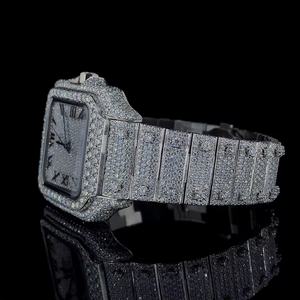 Montre mécanique de luxe en moissanite, testeur de diamants, montre pour homme entièrement sertie de diamants, lunette en acier inoxydable, montre de rappeur, diamants VVS, vente en gros - Product Image 6