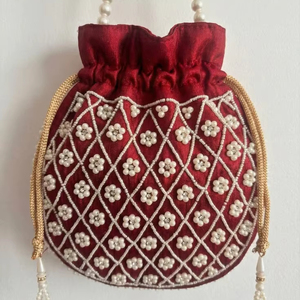 กระเป๋าปักลายประดับลูกปัดแบบมีเชือกผูกสำหรับงานปาร์ตี้ กระเป๋าถือสำหรับงานกลางคืน กระเป๋าถือเจ้าสาว กระเป๋าใส่เครื่องประดับและเครื่องสำอาง - Product Image 1