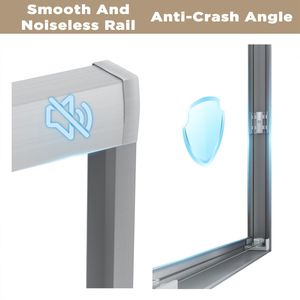 Porta Doccia Scorrevole Doppia in Acciaio Inox 50x72 Pollici, Vetro Temperato Antiesplosione, Telaio in Alluminio, Spessore 1/4 Pollici (6mm) - Product Image 5