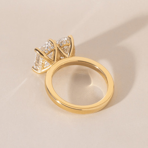 Anillo de Oro Sólido de 18K, 14K, 10K y Plata 925 con Esmeralda Ovalada de 1-5ct y Diamante Cultivado en Laboratorio Toi Et Moi, Certificado IGI, Anillo de Dos Piedras para Novia - Product Image 3
