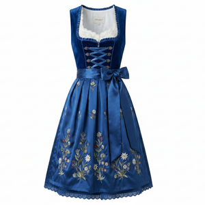 Vestido Dirndl de Primera Calidad para Mujer, Tejido Transpirable, Bordado Alemán, Largo hasta la Rodilla, Sin Mangas, Ajuste Cómodo - Product Image 1