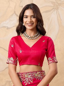 Indian Designer Soft Silk <b>Saree</b> With Beautiful Embroidery Work, Wedding Wear <b>Saree</b>, Designer Party Wear <b>Saree</b> - Product Image 2