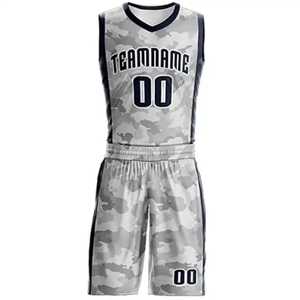 Uniforme de Baloncesto de Camuflaje Personalizado, Conjunto de 2 Piezas, Impresión Sublimada, Secado Rápido, Jersey sin Mangas con Cuello en V y Pantalones Cortos para Adultos - Product Image 2
