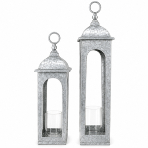 Farmhouse Galvanized Candle <b>Lantern</b> with Glass <b>Hurricane</b> Cover and Wood Base Vintage Candle Holders for Outdoor Garden <b>Lantern</b> - Product Image 5
