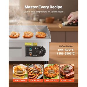 Piastra Elettrica Commerciale in Acciaio Inox da Banco 35,4 x 30 cm, Temperatura Regolabile da 122-570 Gradi F, Attrezzatura Professionale - Product Image 4