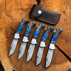มีดพับ Damascus Lockback ด้ามไม้ ปลายแหลม คุณภาพอุตสาหกรรม EDC มีดพับสำหรับล่าสัตว์ มีดพกพาสำหรับกิจกรรมกลางแจ้ง ส่งออก ขายส่ง จำนวนมาก - Product Image 1
