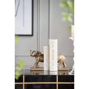 Handmade <b>Aluminum</b> Vertical Elephant Bookends Set of 2 Metal Handicraft Feng Shui Tabletop Decor for Office - Product Image 1