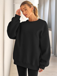 Sudadera de algodón con cuello redondo, personalizada, unisex, extragrande, de forro polar grueso, para invierno, con logo frontal, para mujer - Product Image 3