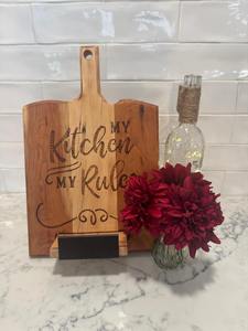 Planche à découper de cuisine avec support pour livre de recettes, planche à découper avec poignée pour comptoir de cuisine, planche décorative pour cuisine et salle à manger - Product Image 5