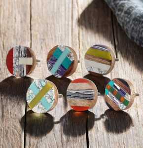 Terra Fusion Resin Wood Knob Artistic Cabinet Pull Modern Handmade Drawer Handle Colorful Mosaic Resin Design <b>Rustic</b> Style - Product Image 2