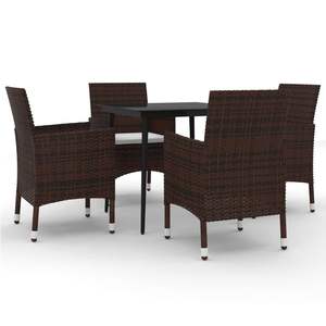 Conjunto de comedor de jardín de ratán sintético marrón medio con muchos asientos - Product Image 2