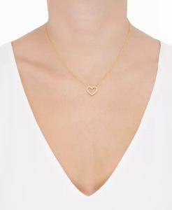 Collana pendente a cuore aperto di diamanti (1/4 ct. T. w.) in argento Sterling placcato oro 14k, extender 16 "+ 2" | Macacy's - Product Image 2