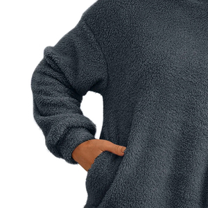 Women Custom <b>Sherpa</b> Fleece <b>Hoodie</b> Private Label Oversized Teddy Pullover Winter Streetwear OEM ODM Wholesale Factory - Product Image 5