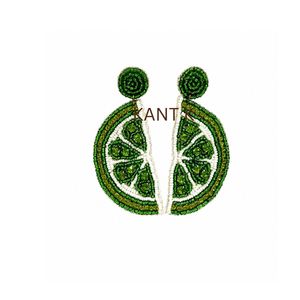 Pendientes de Perlas de Vidrio Hechos a Mano, Estilo Aguacate en Verde, Amarillo y Marrón, Lindos Pendientes de Perlas para Mujeres y Niñas - Product Image 3