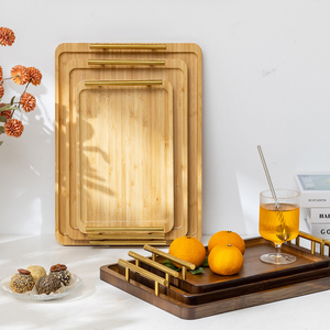 Luxury Wooden Serving Tray with Strong Metal Handles Decorative Breakfast Tray for Bed <b>Coffee</b> <b>Table</b> Ottoman Kitchen - Product Image 6
