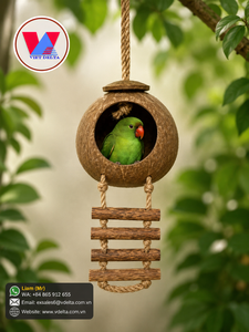 Casa para Pájaros de Cáscara de Coco Natural para Loros, Hámsteres y Ardillas |   Duradero y Ecológico Hecho a Mano |   Precio de Fábrica al por Mayor OEM - Product Image 5