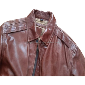 2025 OEM Custom-Made Brown Cowhide Men's Motorbike Leather <b>Jacket</b> Low MOQ Top-Selling Waterproof High Quality Fashionable Design - Product Image 4