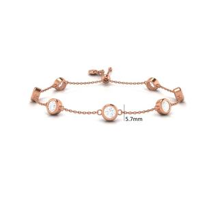 <b>Rose</b> <b>Gold</b> Bezel Set Diamond <b>Bracelet</b> Fine Chain Link Bangle For Women Anti Tarnish Jewelry - Product Image 2