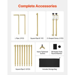 Supporto Regolabile per Arco di Palloncini da Tavolo, 13''-42'' di Altezza, 28''-98'' di Lunghezza, con Morsetti per Piano Tavolo Quadrato in Metallo - Product Image 4