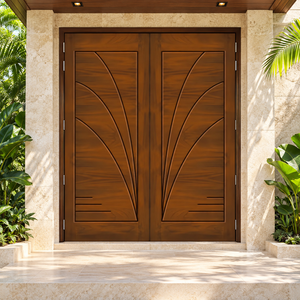 Portes d'entrée doubles en bois massif GA-39L – Design Art Déco pour usage extérieur - Product Image 1