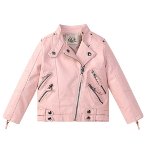 M02 Autumn Fall Pu <b>pink</b> Black Boys Leather <b>Jacket</b> Kids <b>Jacket</b> Baby Coat Casual Children Clothes Wholesale Outfit - Product Image 2