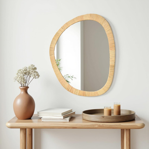Vietnamese Woven Rattan <b>Decorative</b> <b>Wall</b> <b>Mirrors</b> Farmhouse Irregular <b>Wall</b> <b>Mirror</b> for Bathroom Living Room Entryway - Product Image 3